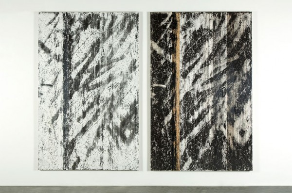  Gregor Hildebrandt "führe mich sanft...(Tocotronic)", 2010 279 x 179 cm / 109 3/4 x 70 1/2 in cassette coat adhesive tape dispersion on canvas
