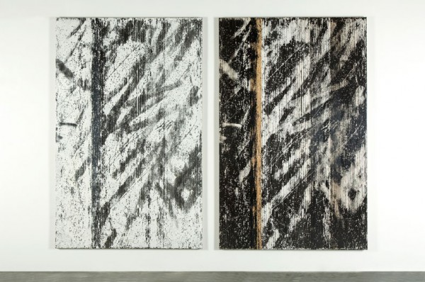 gh_dyptich Gregor Hildebrandt "führe mich sanft...(Tocotronic)", 2010 279 x 179 cm / 109 3/4 x 70 1/2 in cassette coat adhesive tape dispersion on canvas
