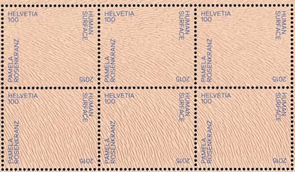Pamela Rosenkranz, Timbre suisse, 2015 / Swiss stamp designed by Pamela Rosenkranz, 2015. 33x28mm chaque/each.
