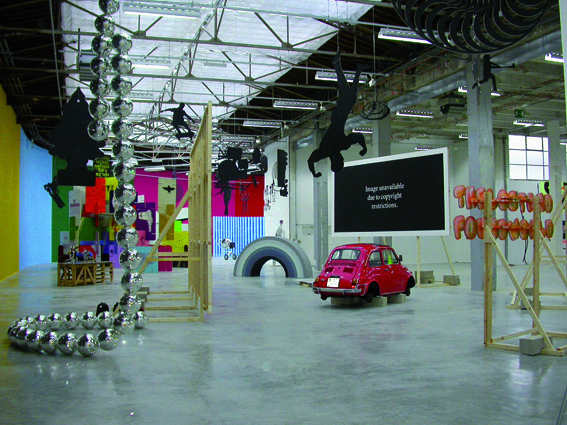 Bruno Peinado. Vue de l'exposition "Perpetuum Mobile", Palais de Tokyo, Paris, 2004, Photo: Fabrice Gousset ©ADAGP, 2009 / Courtesy Galerie Loevenbruck, Paris