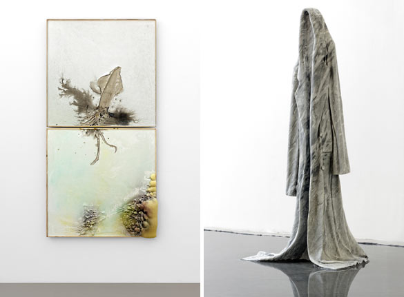 Guillaume Leblon, La grande seiche, 2014. Vue de l’exposition / Installation view Guillaume Leblon, À dos de cheval avec le peintre, 2014, Institut d’art contemporain, Villeurbanne/Rhône-Alpes/ Le manteau, 2014. Vue de l’exposition / Installation view Guillaume Leblon, À dos de cheval avec le peintre, 2014, Institut d’art contemporain, Villeurbanne/Rhône-Alpes.. Photo : Blaise Adilon.