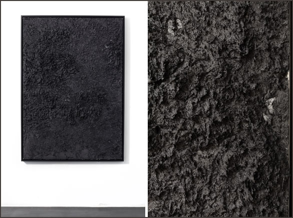 Jason Loebs. Untitled, 2014. Graisse thermique sur toile / thermal grease on canvas, 157.48 x 111.76 x 5.08 cm, (droite/right, detail). Courtesy Jason Loebs ; Essex Street, New York.