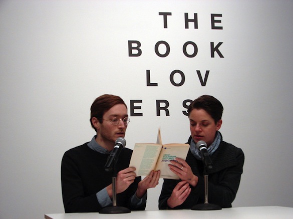 A New Refutation of Time: performance by Mark Geffriaud, artist and author of The Curve of Forgotten Things. Performers: David Bernstein and Vivian Ziherl. De Appel Arts Centre, Amsterdam, 28.01.2014.