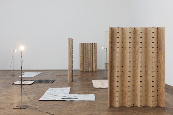 Leonor Antunes, vue de l’exposition / view of the exhibition, « the last days in chimalistac », Kunsthalle Basel, 2013. Photo : Gunnar Meier / Kunsthalle Basel, 2013. Courtesy Air de Paris, Paris.